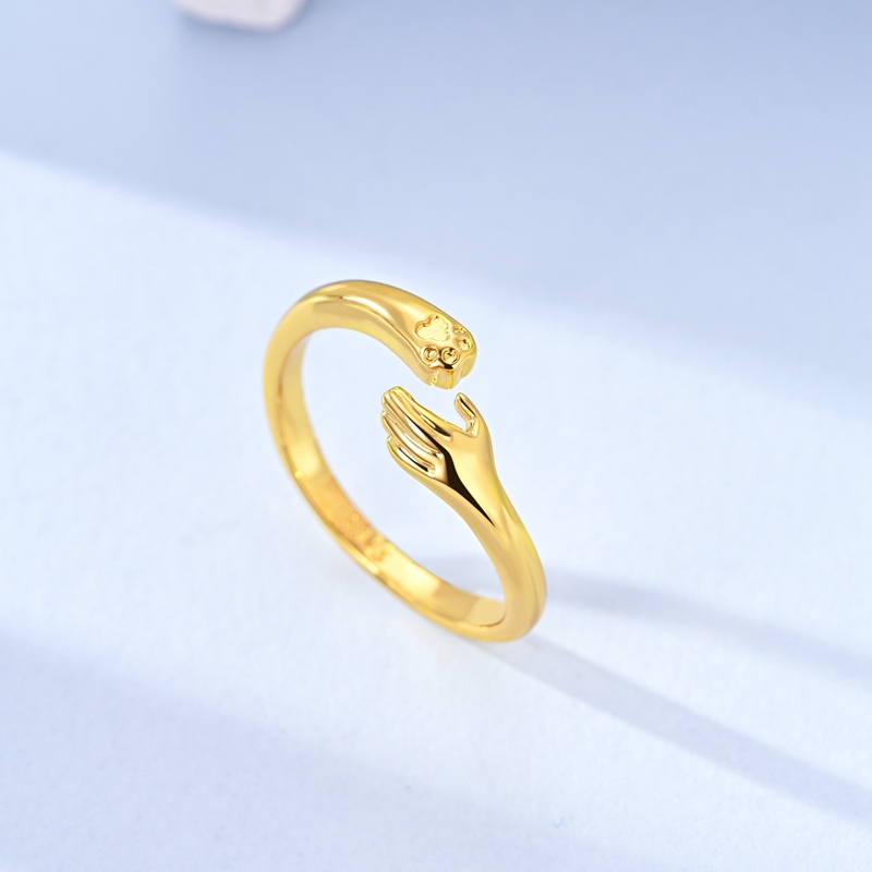 Women's 925 Sterling Silver Pet Embrace Open Ring, Cute Design